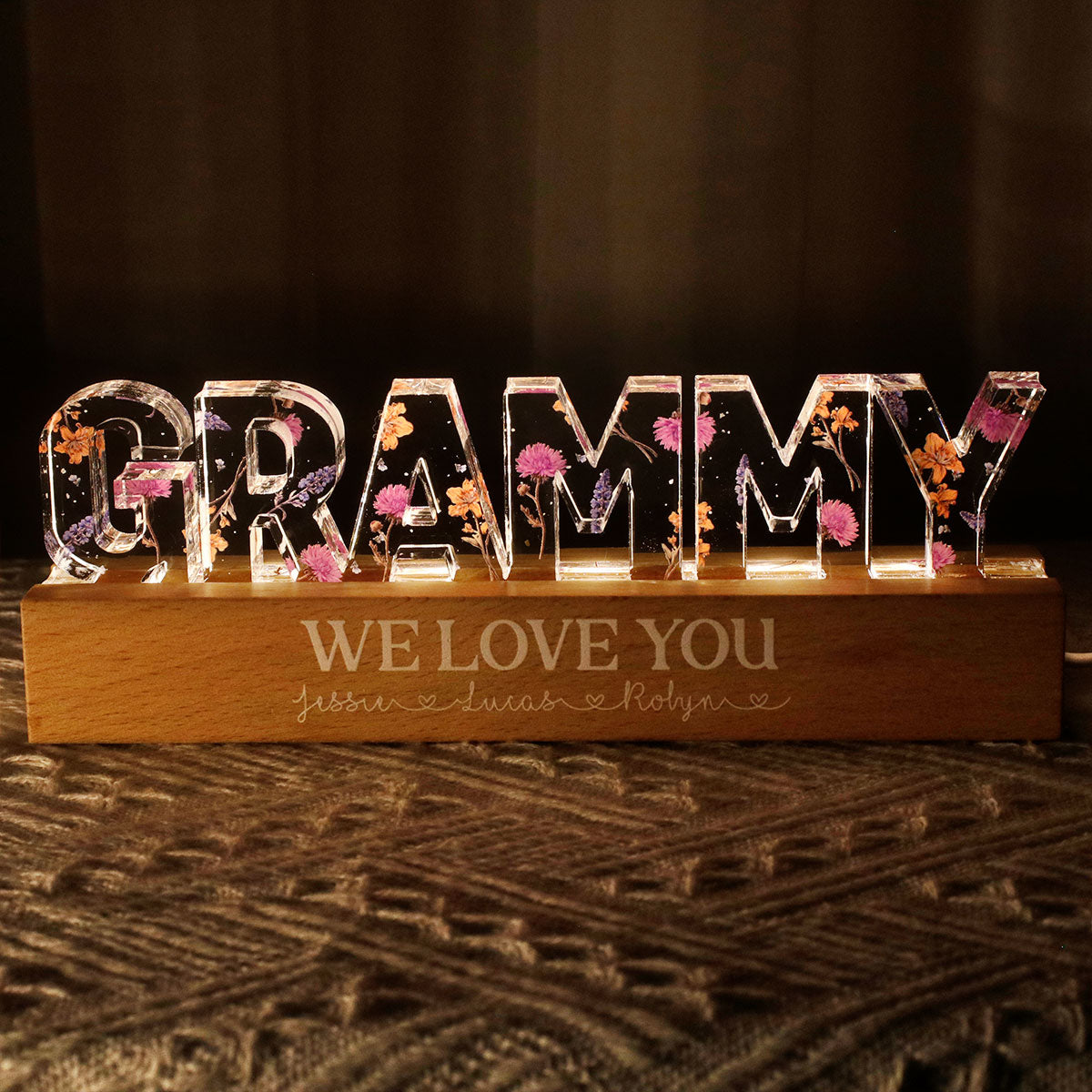 Custom Flower Printed LED Night Light, Birth Month Flower, Mother's Day Gift for Mom, Gift for Grandma, Gift for Wife