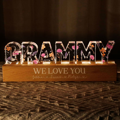 Custom Flower Printed LED Night Light, Birth Month Flower, Mother's Day Gift for Mom, Gift for Grandma, Gift for Wife