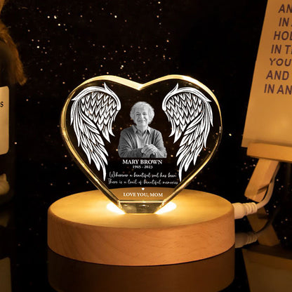 Personalized Picture Frame Memorial Gift Premium Heart LED, Heartfelt Table Decoration for Loss of Loved One