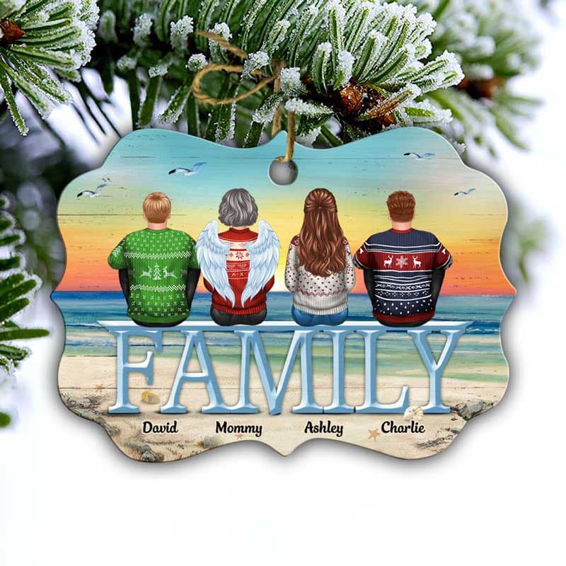 Memorial Beach Personalized Family Christmas Ornament