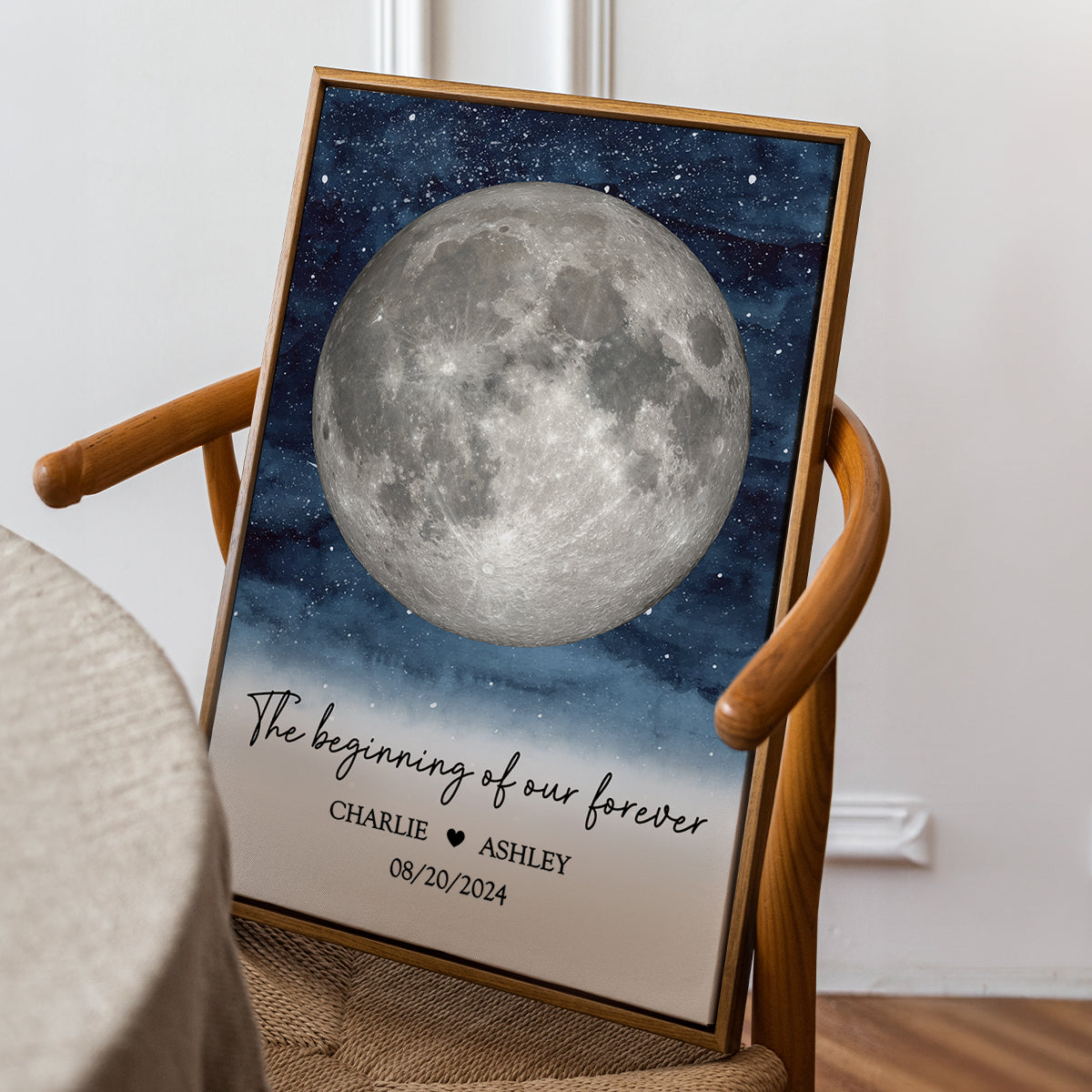 Starry Night Couple Custom Moon Phase Anniversary Date Personalized Poster, Anniversary Gift, Wedding Gift For Couple
