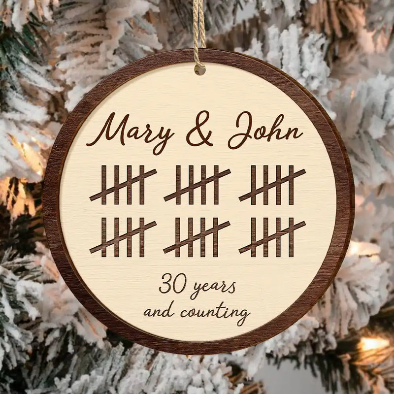5th Anniversary Wooden Anniversary Years And Counting - Personalized Wooden Ornament