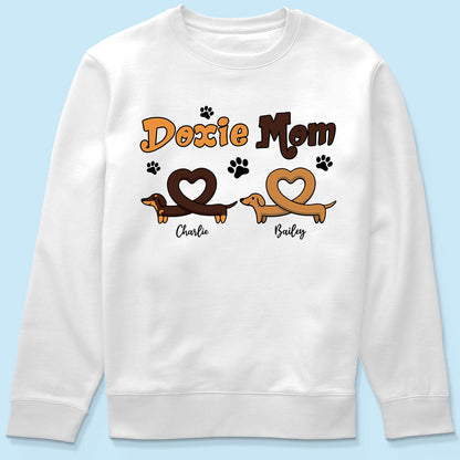 Doxie Mom Cute Heart Dachshunds Personalized Shirt