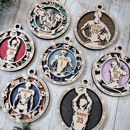 Sport Series - American Football, Baseball, Basketball, Hockey And More - Personalized Custom Round Shaped Wood Christmas Ornament