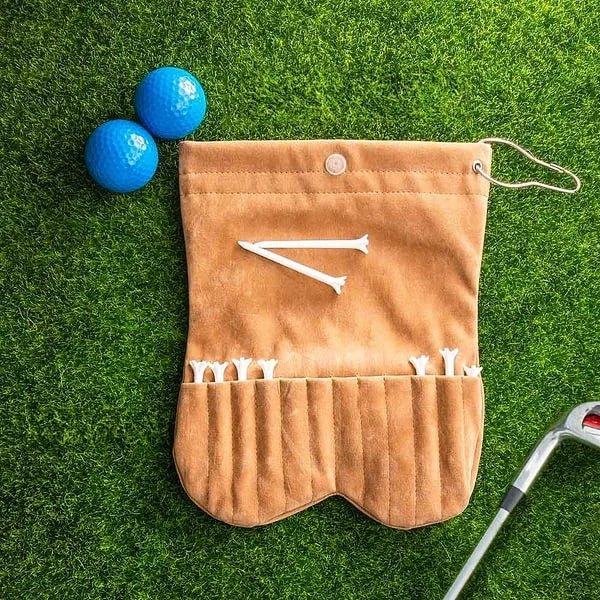 Personalized Cartoon Character Flannel Golf Ball Bag Sack with 2 Golf Balls 12 Tee Holders Golf Accessories Funny Birthday Gift for Golfer Golf Player