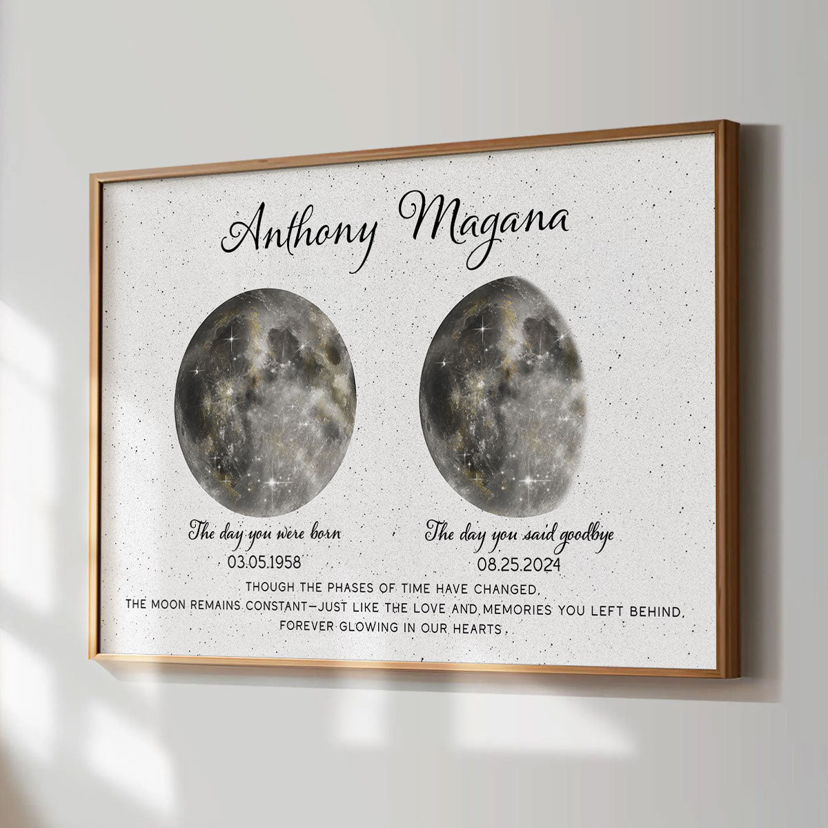 Memorial Keepsake Lost Loved One Moon Phase Art Sympathy Gift Personalized Poster
