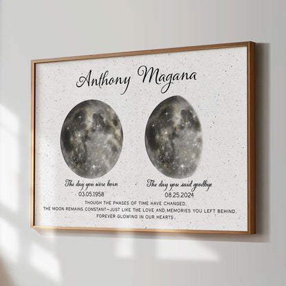 Memorial Keepsake Lost Loved One Moon Phase Art Sympathy Gift Personalized Poster