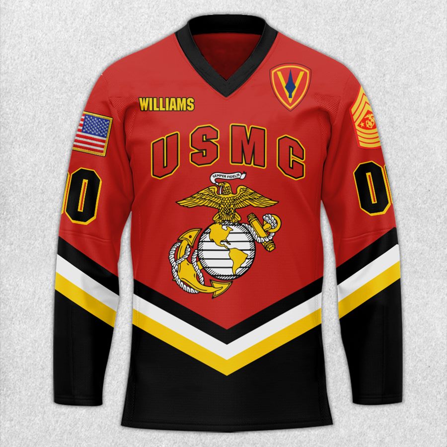 US Military Hockey Jersey Custom All Branches Rank Division Name For Military Retirement Veteran Dad Grandpa H2511 Trna