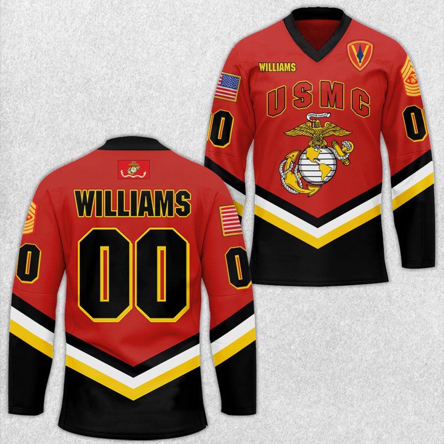 US Military Hockey Jersey Custom All Branches Rank Division Name For Military Retirement Veteran Dad Grandpa H2511 Trna