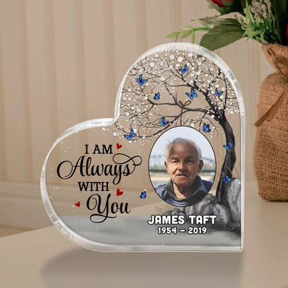 Always With You Blossom Tree Photo Memorial Personalized Heart Plaque - Remembrance Gift - Sympathy Keepsake
