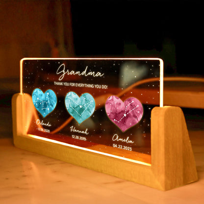 Birthstone Constellations Personalized U-Base Acrylic LED Night Light, Mother's Day Gift, Grandparents Day Gift, Gift for Her, Mom Gift, For Grandma