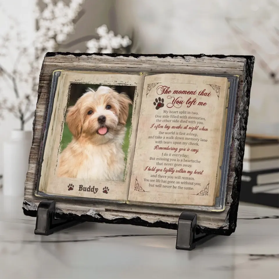 Custom Photo No Longer By My Side, But Forever In My Heart - Memorial Personalized Custom Rectangle Shaped Stone With Stand - Sympathy Gift For Pet Owners, Pet Lovers