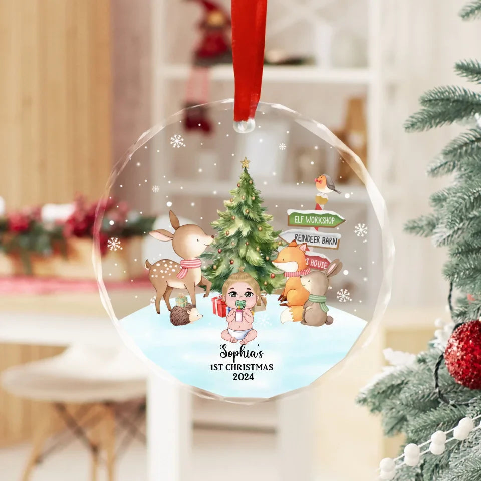 Personalized Baby First Christmas 2024 Glass Ornament, Custom Newborn Infant Christmas Ornament, Christmas Gift for For Baby, For New Parents