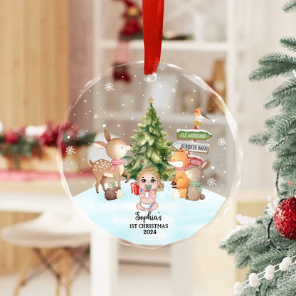 Personalized Baby First Christmas 2024 Glass Ornament, Custom Newborn Infant Christmas Ornament, Christmas Gift for For Baby, For New Parents