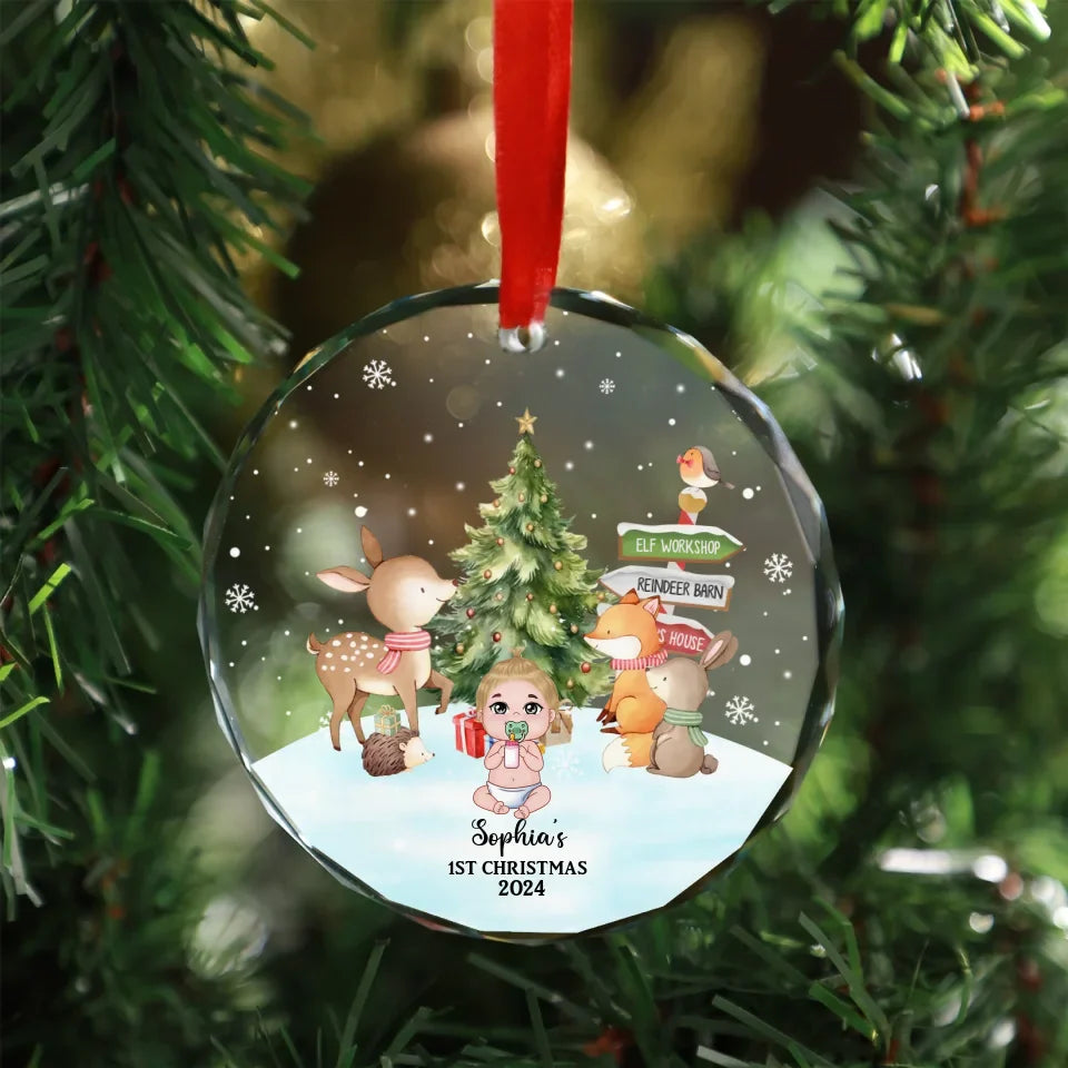 Personalized Baby First Christmas 2024 Glass Ornament, Custom Newborn Infant Christmas Ornament, Christmas Gift for For Baby, For New Parents