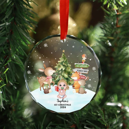 Personalized Baby First Christmas 2024 Glass Ornament, Custom Newborn Infant Christmas Ornament, Christmas Gift for For Baby, For New Parents