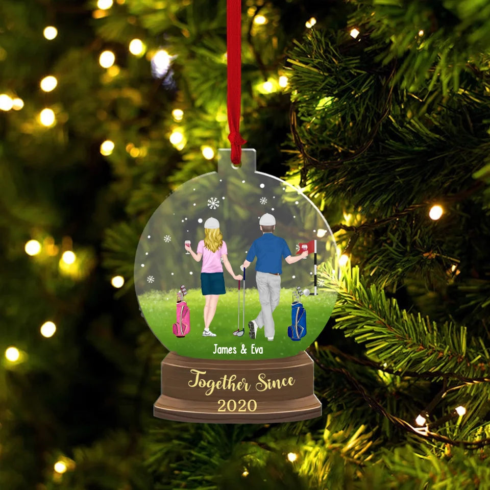 Personalized Together Since Golf Couple Christmas Ornament, Custom Acrylic Ornament for Golf Lovers, Golf Couples