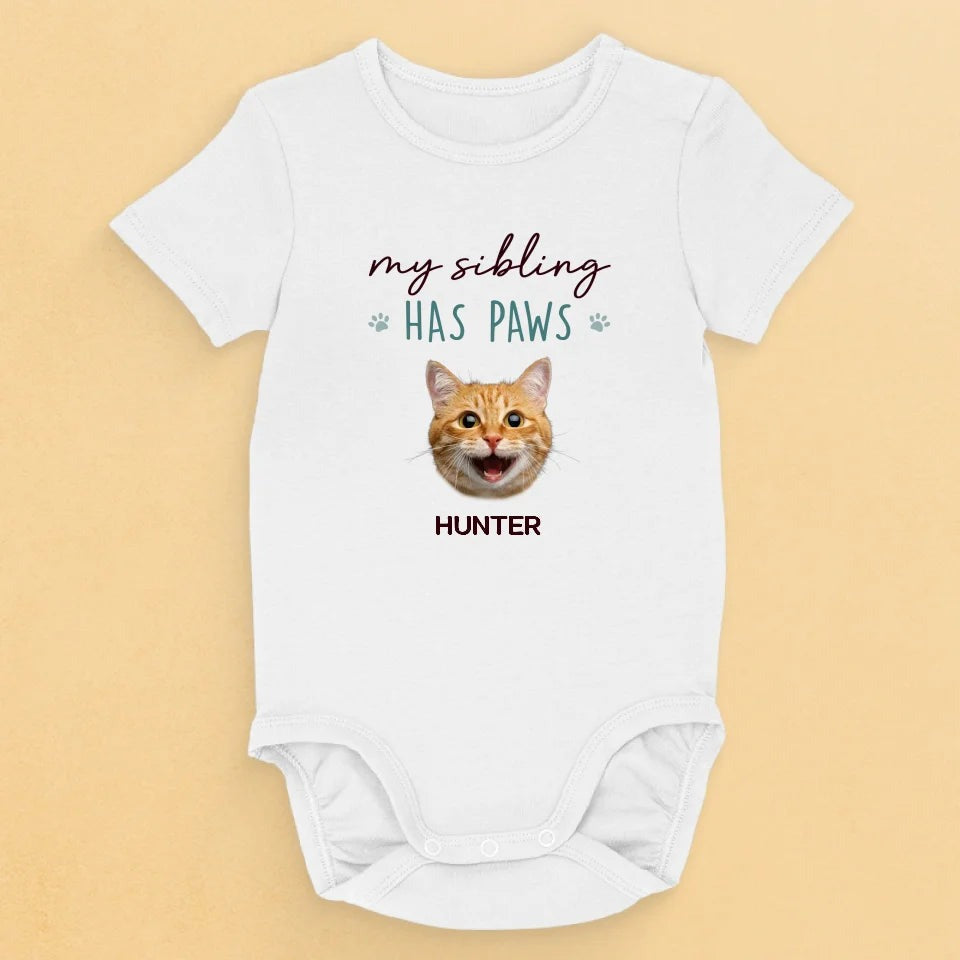 Custom Photo Growing Up With Paws And Little Laughs - Dog & Cat Personalized Custom Baby Onesie - Baby Shower Gift, Gift For Pet Owners, Pet Lovers