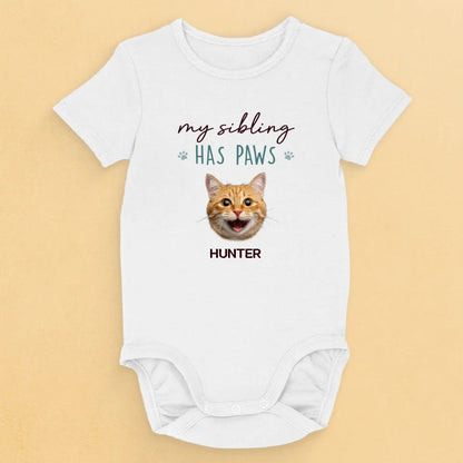 Custom Photo Growing Up With Paws And Little Laughs - Dog & Cat Personalized Custom Baby Onesie - Baby Shower Gift, Gift For Pet Owners, Pet Lovers