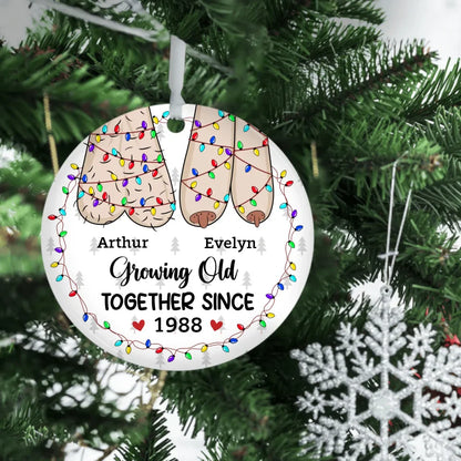 Personalized Growing Old Together Since Ornament, Custom Funny Couple Ceramic Ornament, Gift for Couples Husband Wife