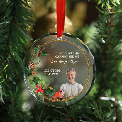 Personalized I Am Always With You Glass Ornament, Custom Memorial Photo Christmas Ornament, Remembrance Gifts for Loss of Loved Ones