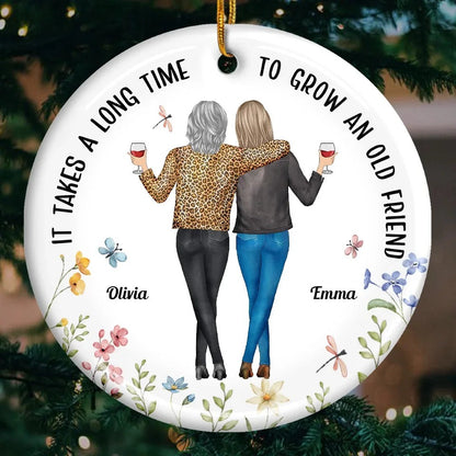 Friendship Is A Journey That Lasts A Lifetime - Bestie Personalized Custom Ornament - Ceramic Round Shaped - Christmas Gift For Best Friends, BFF, Sisters