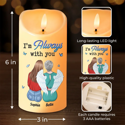 Though Someone We Love Is In Heaven, Their Spirit Fills Our Home With Love - Memorial Personalized Custom LED Candle - Sympathy Gift, Christmas Gift For Family Members