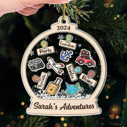 My Memorable And Fun Trips - Travel Personalized Custom Ornament - Acrylic Custom Shaped - Christmas Gift For Family Members, Gift For Adventure Travel Lovers