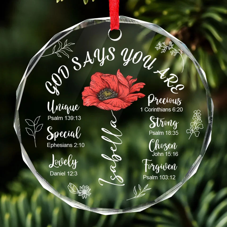 You Are Beautiful Like A Flower - Affirmation Personalized Custom Circle Acrylic Ornament - Christmas Gift For Yourself