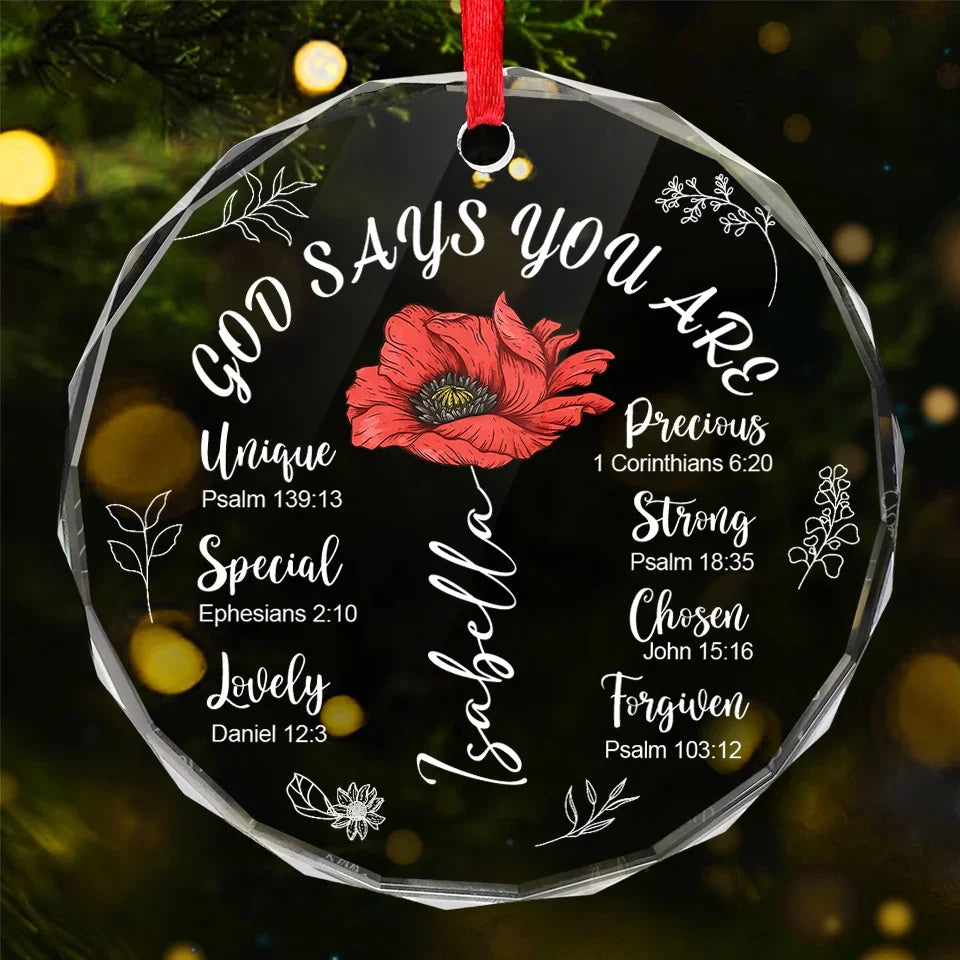 You Are Beautiful Like A Flower - Affirmation Personalized Custom Circle Acrylic Ornament - Christmas Gift For Yourself