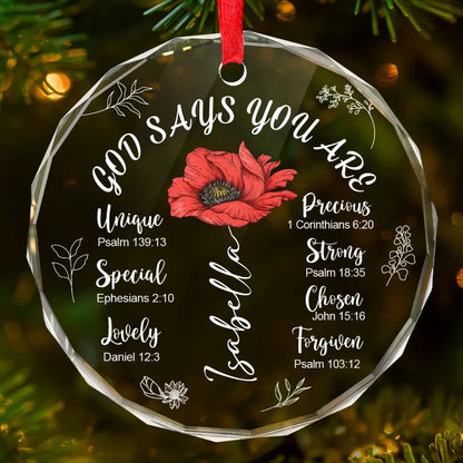 You Are Beautiful Like A Flower - Affirmation Personalized Custom Circle Acrylic Ornament - Christmas Gift For Yourself