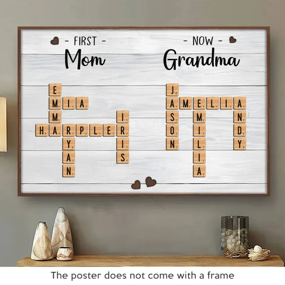 The Love From A Mom And Grandma Is The Greatest Gift We Could Ever Receive - Family Personalized Custom Horizontal Poster - Christmas Gift For Mom, Grandma