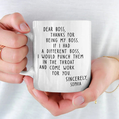 Thanks For Being My Boss - Coworker Personalized Custom Mug - Christmas Gift For Coworkers, Work Friends, Colleagues