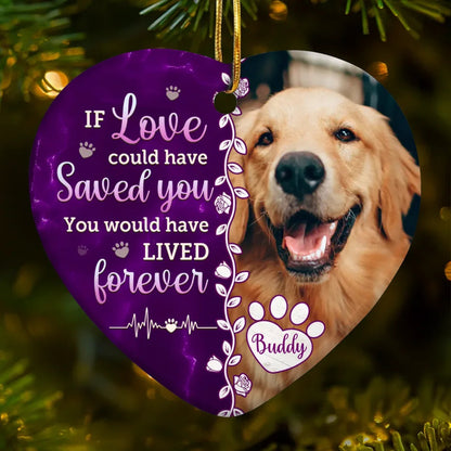 Custom Photo Death Ends A Life, Not A Relationship - Memorial Personalized Custom Ornament - Acrylic Heart Shaped - Christmas Gift, Sympathy Gift For Pet Owners, Pet Lovers