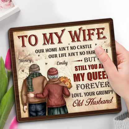 You Are My Queen Forever - Couple Personalized Wooden Plaque With Stand - Gift For Husband Wife, Anniversary