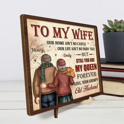 You Are My Queen Forever - Couple Personalized Wooden Plaque With Stand - Gift For Husband Wife, Anniversary