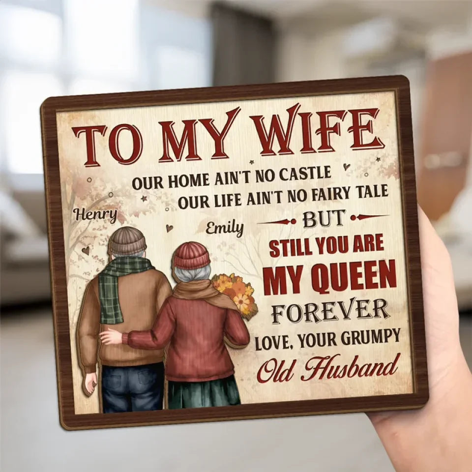 You Are My Queen Forever - Couple Personalized Wooden Plaque With Stand - Gift For Husband Wife, Anniversary