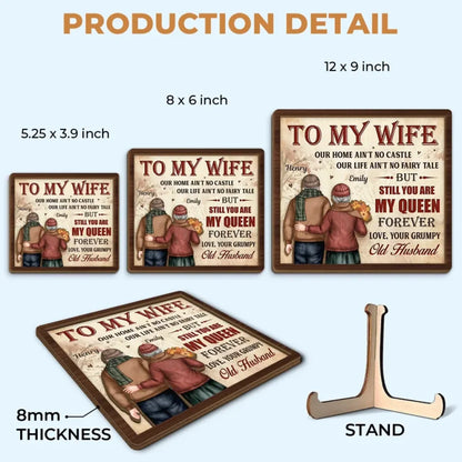 You Are My Queen Forever - Couple Personalized Wooden Plaque With Stand - Gift For Husband Wife, Anniversary