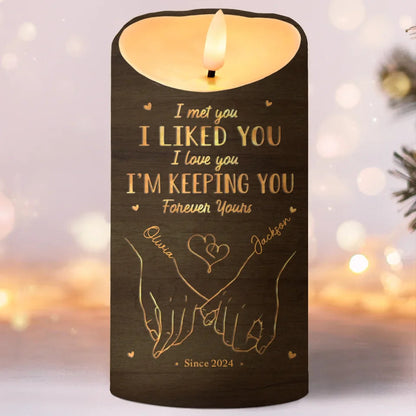 You're My Happy Place - Couple Personalized Custom LED Candle - Gift For Husband Wife, Anniversary