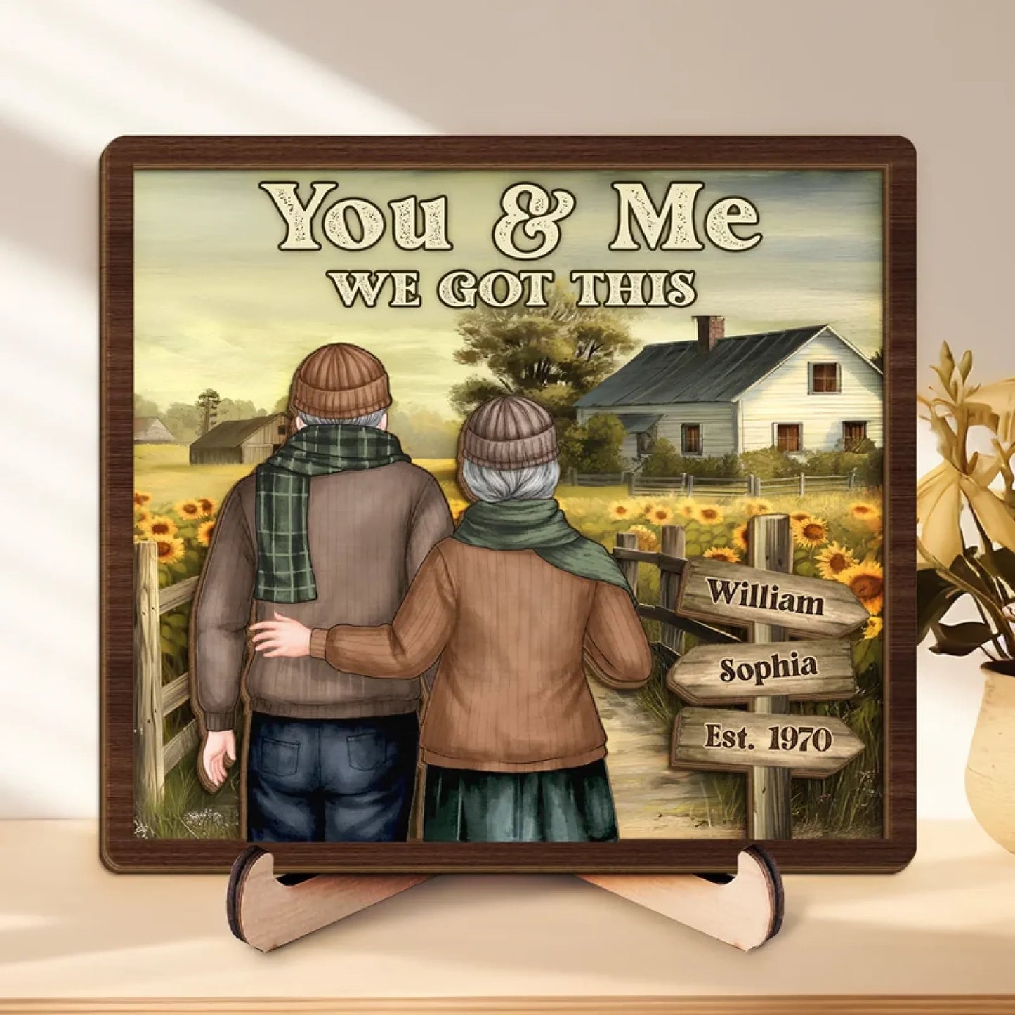 No Matter What, It’s Always You & Me - Couple Personalized Custom 2-Layered Wooden Plaque With Stand - Gift For Husband Wife, Anniversary
