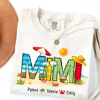 Custom Beach Mimi Shirt – Personalized Grandma T-Shirt with Grandkids Names