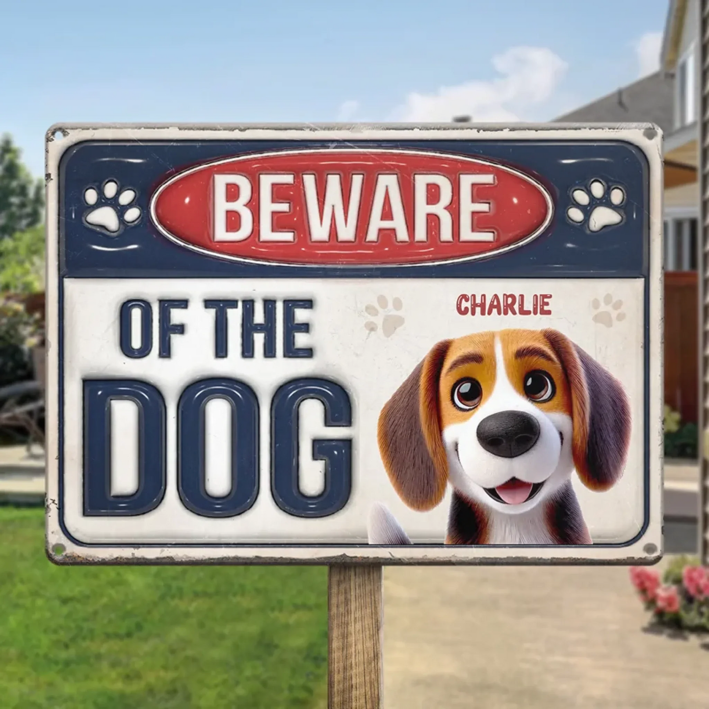 Beware Of The Dog - Personalized Classic Metal Signs