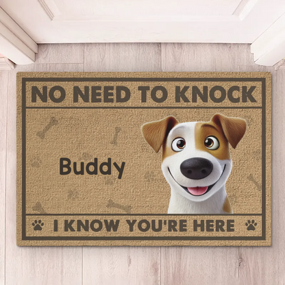 No Need To Knock, Our Security System Has Paws - Dog Personalized Custom Home Decor Decorative Mat - House Warming Gift For Pet Owners, Pet Lovers