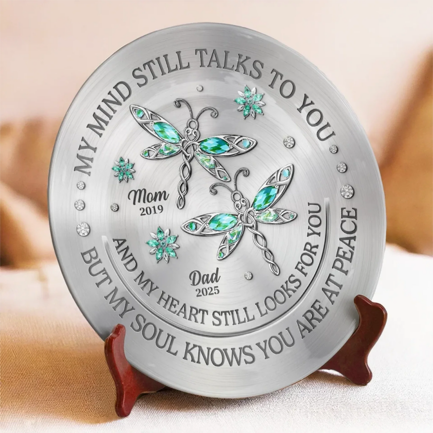 Gone, But Always Remembered - Memorial Personalized Custom Ceramic Plate - Sympathy Gift For Family Members