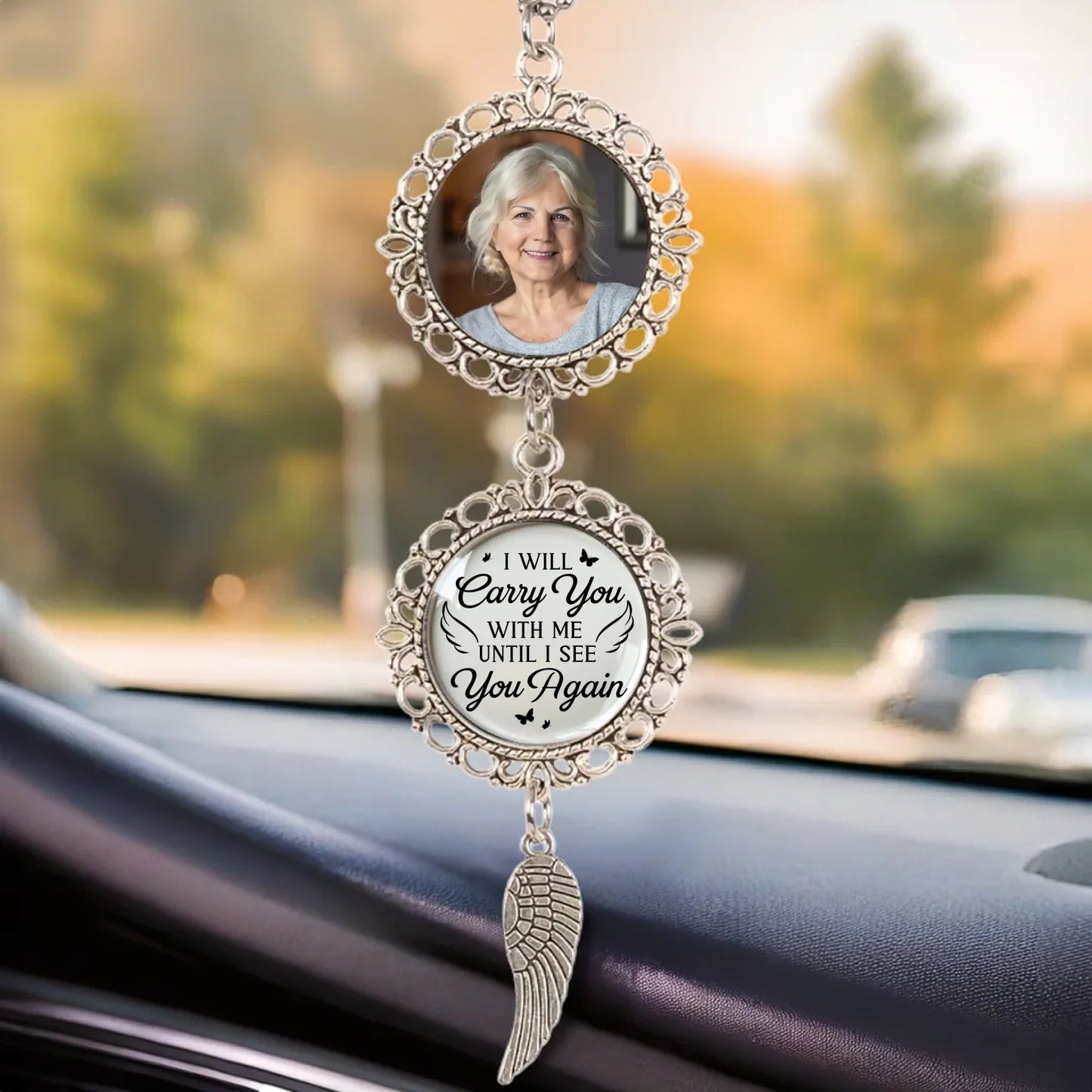 Custom Photo Metal Car Ornament - Personalized Memorial Sympathy Gifts For Loss Of Mom, Dad - I'm Always With You