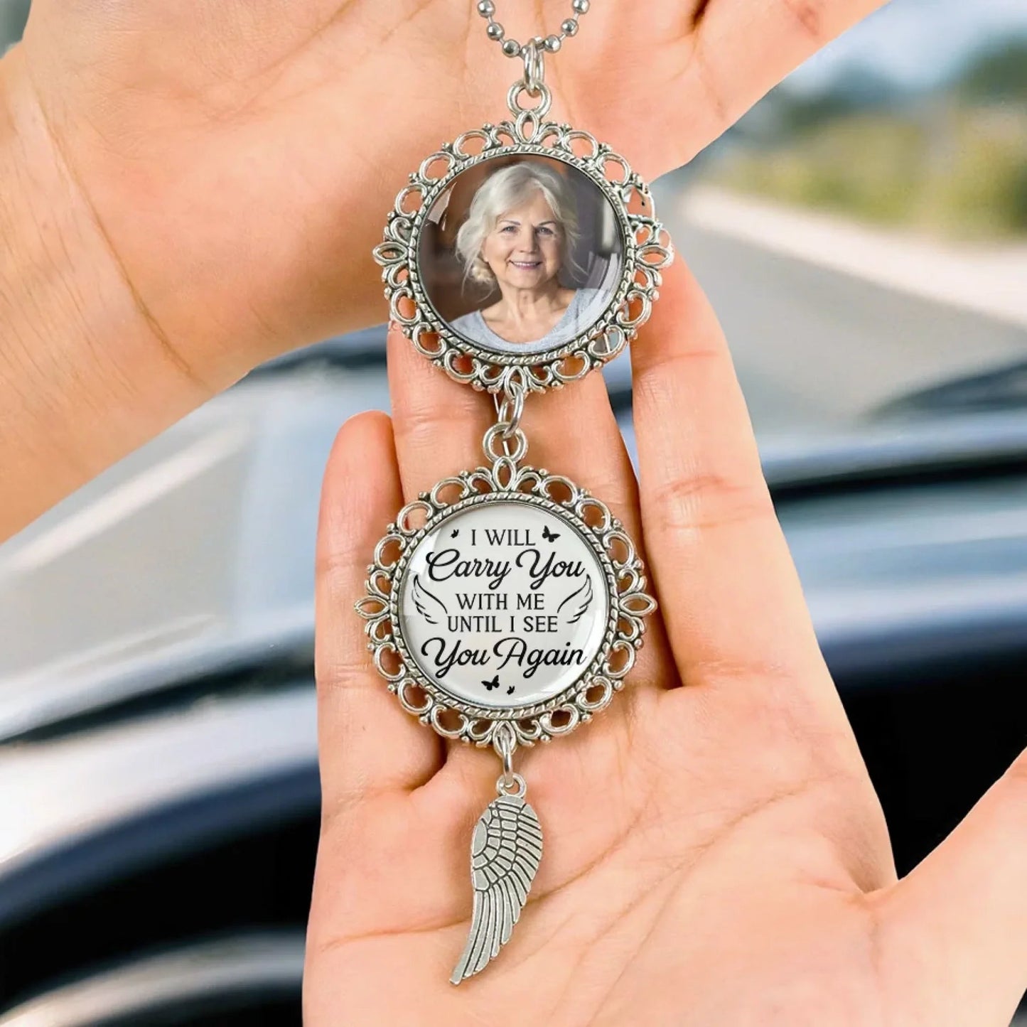 Custom Photo Metal Car Ornament - Personalized Memorial Sympathy Gifts For Loss Of Mom, Dad - I'm Always With You