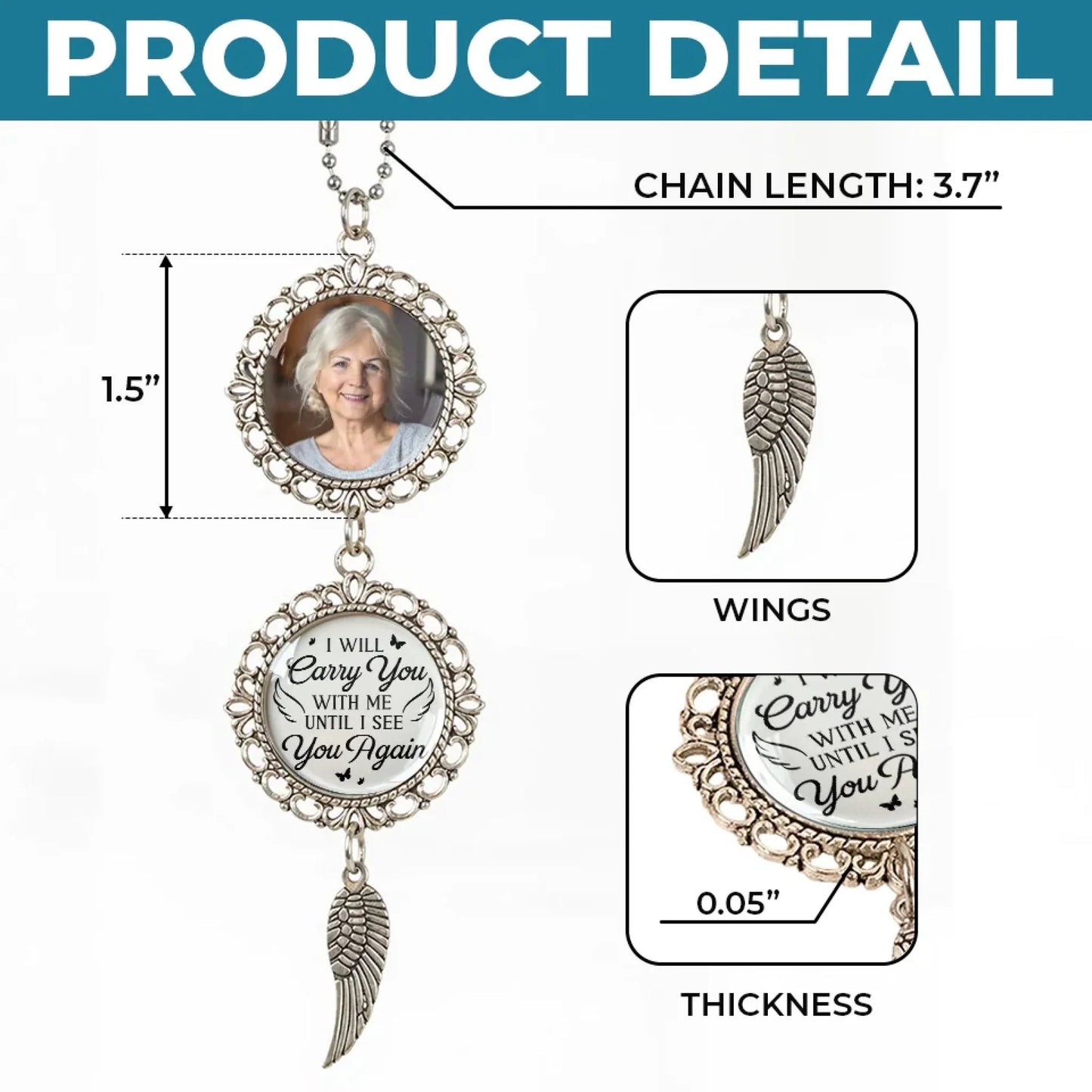 Custom Photo Metal Car Ornament - Personalized Memorial Sympathy Gifts For Loss Of Mom, Dad - I'm Always With You