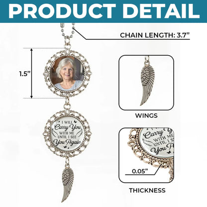 Custom Photo Metal Car Ornament - Personalized Memorial Sympathy Gifts For Loss Of Mom, Dad - I'm Always With You