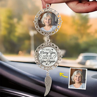 Custom Photo Metal Car Ornament - Personalized Memorial Sympathy Gifts For Loss Of Mom, Dad - I'm Always With You