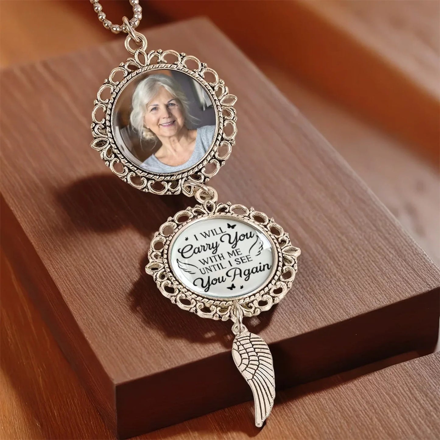 Custom Photo Metal Car Ornament - Personalized Memorial Sympathy Gifts For Loss Of Mom, Dad - I'm Always With You